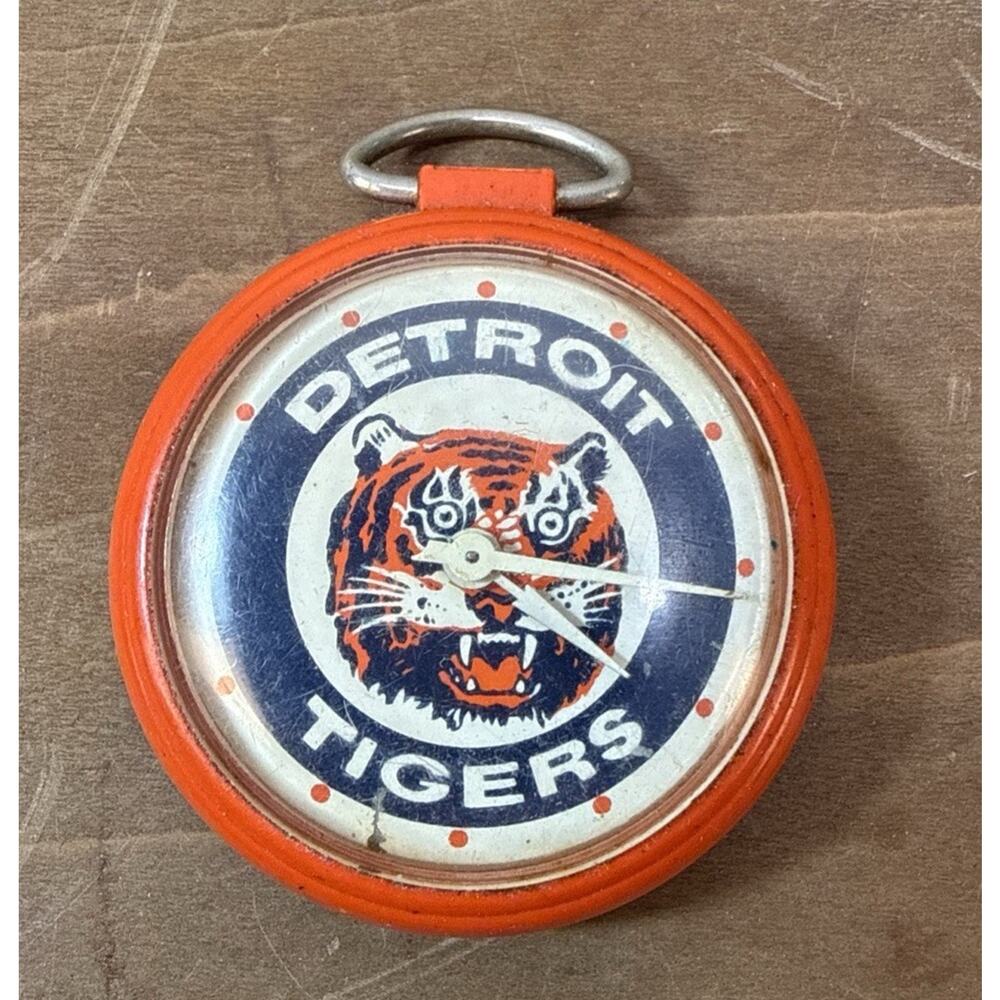 Vintage Detroit Tigers Pocket Watch 1968 Orange Tigers Logo MLB BASEBALL Parts